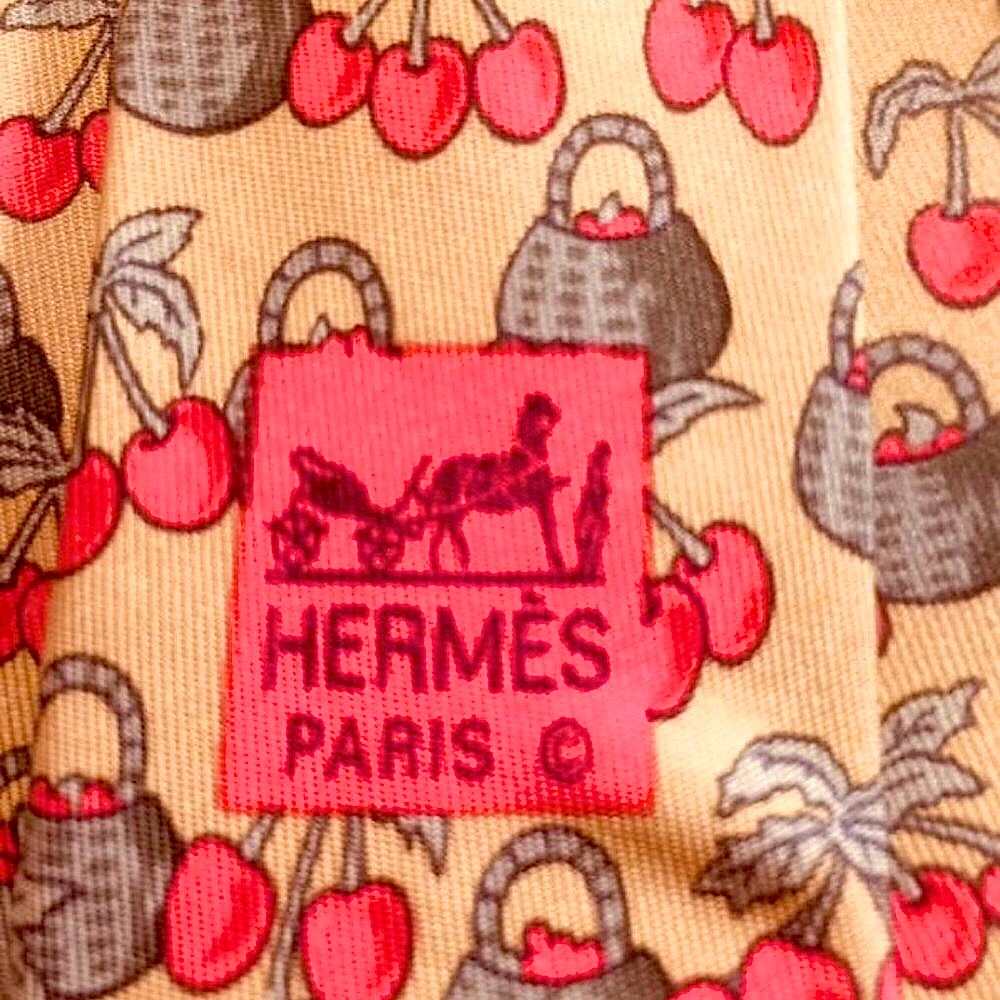 Hermes 7430 HA Cheries Basket Silk Tie